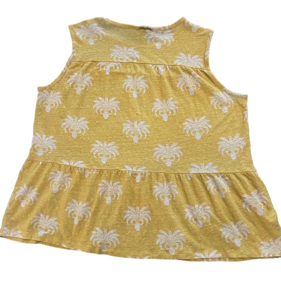 Women Large Yellow Linen Sleeveless Ann Taylor Shirt - Picture 2 of 5